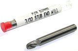 Carbro 634AB 7/32" Diameter 1/4in shank 2 Flute Carbide Ball Single End End Mill