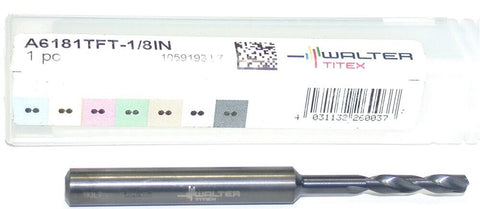 Walter Titex A6181TFT-1/8IN Solid carbide pilot drill with coolant-through