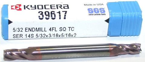 Kyocera SGS 5/32" Carbide Endmill 4FL 5/16" Shank LOC 3/16" SHK 39617 New
