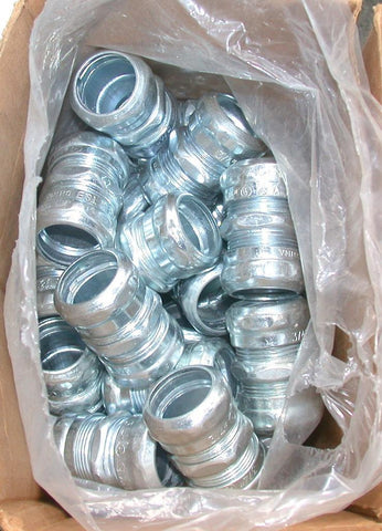 NEW BOX OF 50 THOMAS & BETTS EMT 3/4 COMPRESSION COUPLINGS ZINC PLATED