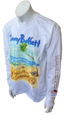 Gildan Men's Jimmy Buffett It's 5 o'clock on St. Somewhere White Shirt Size L