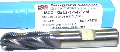 Niagara Cutter Cobalt 1/2" 4 Flute Roughing Ball End Mill N75764 new