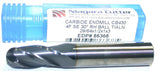 Niagara 86368 29/64" 4 Flute 1/2" Shank Carbide TiAlN Coated Ball End Mill