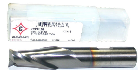 Cleveland Twist C33838 11/16" Diameter 5/8" Shank 2 Flute TiCN Coat HSS End Mill