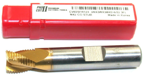 ProCut II CV82SFR123 3/8" Diameter 3/8" Shank Fine Roughing TiN Coated End Mill