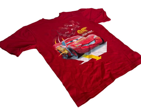 Disney Boys Cars Lightning McQueen Graphic Red Shirt Short Sleeve Size Medium