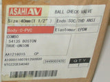 New Asahi Valves 1216015 True Union Ball Check Valve 40 MM 1-1/2" EPDM CMB