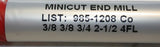 Minicut 985-1208 3/8" Diameter 4 Flute Powdered Metal Roughing End Mill 70014