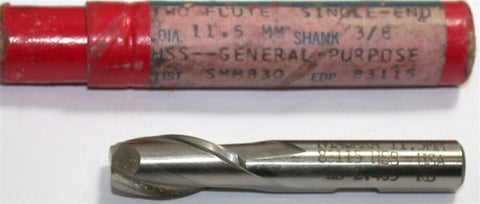 Niagara 83115 11.5MM Diameter 3/8" Shank 2 Flute HSS Metric End Mill New