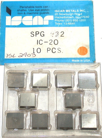 Lot of 10 New SPG 332 IC-20 Iscar Carbide TiN Coated Turning inserts