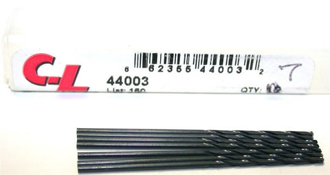 Lot of 7 Cleveland Twist 44003 3/64 (.0469) Diameter 2 Flute Jobber length Drill