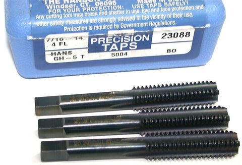 Lot of 3 Hanson 23088 7/16-14 NC GH-5 4 flute Bottom Taps