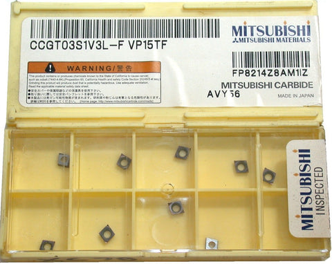 Lot of 10 New Mitsubishi CCGT03S1V3L-F VP15TF Turning Carbide Inserts