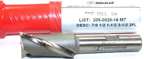 YG-1 Minicut 205-0028-16 7/8" Diameter 1/2" Shank 2 Flute HSS End Mill New