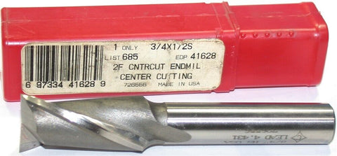 Cleveland Twist 41628 3/4" Diameter 1/2" Shank Flute HSS End Mills New
