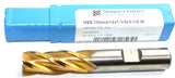 Niagara N8513 13MM Diameter 1/2" Shank 4 Flute HSS Metric TiN Coat End Mill