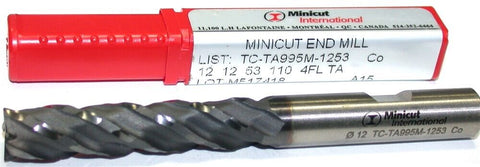 YG-1 Minicut TC-TA995M-1253 12mm Diameter 12mm Shank 4 Flute Roughing End Mill