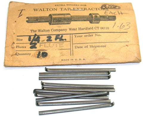10 New Walton 12252 Spare Fingers for use with 1/4" 2-Flute Tap Extractor