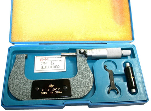 Outside .0001" Micrometer Carbide Faces Locknut 2 to 3" w/Standard & Case NIB