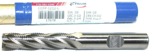 Melin CCFP-1212-L 3/8" Diameter 4 Flute Fine Pitch Rougher End Mill New