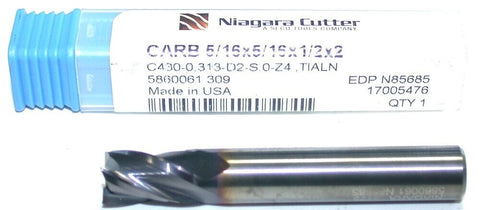 Niagara N85685 5/16" diameter 4 Flute TiAlN Coated Carbide End Mill New