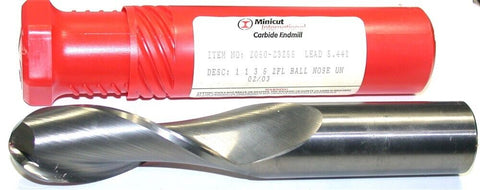 Minicut 2050-23255 1" Diameter 2 Flute Solid Carbide Ball End Mill New
