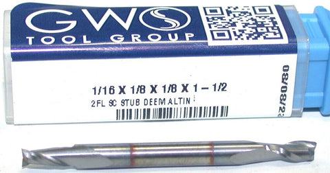 GWS 522-0625-C11 1/16" Diameter 1/8" Shank 2 Flute Double End Carbide End Mill