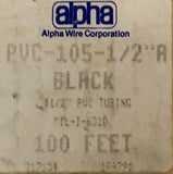 Alpha Wire PVC-105-1/2A Black Tubing Wire Management 100 FT