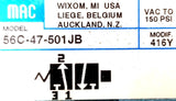 MAC 56C-47-501JB Pneumatic Valve 150psi W/ MAC 130B-501JB 24VDC 6W 25-150psi