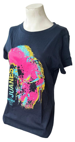 Hard Rock Cafe Women's Juanes Graphic Black Short Sleeve Shirt Size Medium