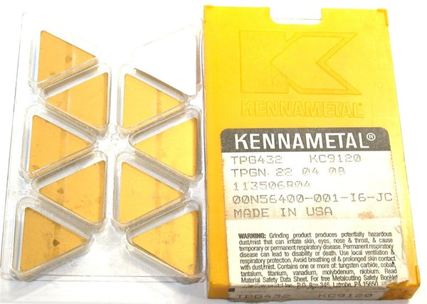 Lot of 9 Kennametal TPG432 KC9120 KENDEX TiN Finish Indexable Turning