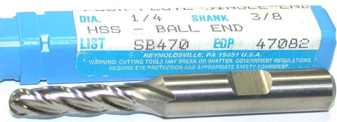 Up to 2 New Niagara 1/4" 3/8" Shank 4 Flute HSS Ball End Mill 47082