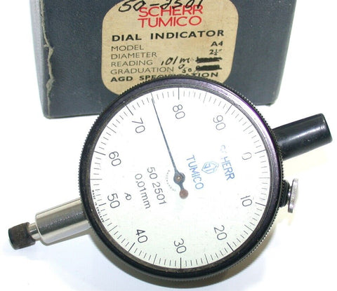 Scherr Tumico 50 2501 .01MM Metric 1" travel Dial Indicator A4