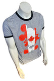 Disney Men's Mickey Mouse Canadian Flag Gray Short Sleeve Shirt Size Medium