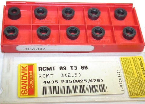 Lot of 10 New Sandvik RCMT 09 T3 00 4035 CoroTurn 107 Turning Carbide Insert