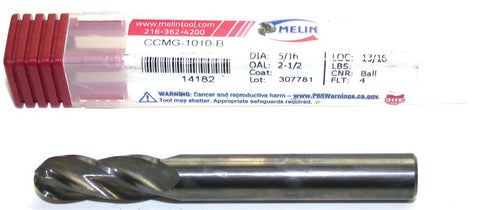 Melin CCMG-1010-B 5/16" Diameter 5/16" Shank 4 Flute Carbide Ball End Mill