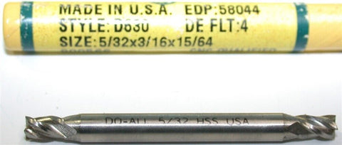 DoAll 58044 5/32" Diameter 3/16" Shank 4 Flute HSS End Mill
