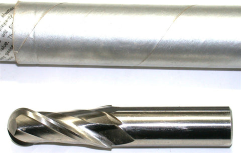 7/8" (.875") Diameter 3/4" Shank 2 Flute HSS Ball End Mill