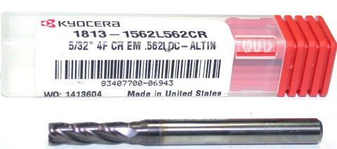 Kyocera 1813-1562l562CR 5/32" Carbide ALTiN Coat Endmill 4FL 3/16" Shank New
