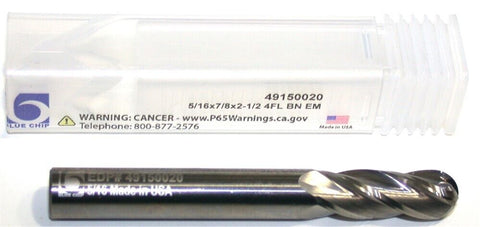 Blue Chip 49150020 5/16" Diameter 5/16in shank 4 Flute Carbide Ball End Mill