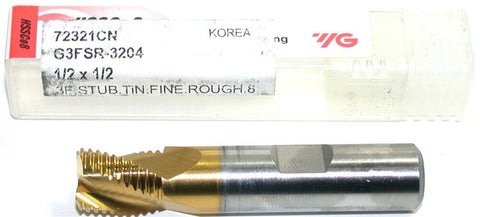 YG-1 72321CN HSSCo8 1/2" 3 flute Fine Pitch TiN Coated Roughing End Mill