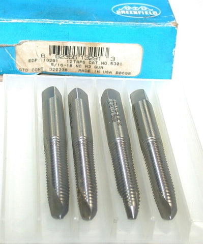 Lot of 4 Greenfield 13291 5/16-18 NC GH3 2 flute 5301 Gun Plug Tap New