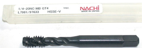 Nachi 97633 Black Oxide Coated HSSE-V Spiral 3 Flute Tap 1/4-20NC MB GT4 L7981