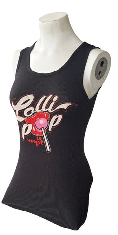 Alstyle Women's Lollipop Lil Wayne Graphic Black Tank Top Size Small