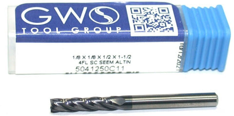 GWS 5041250C11 1/8" Diameter ALTiN Coated Carbide Endmill 4 Flute