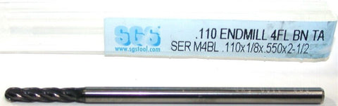 SGS 02744 .110" Diameter 1/8" Shank 4 Flute AlTiN Coated Carbide Ball End Mill