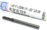 Garr Tool 80117 230RA 1/4" Diameter 4-Flute Carbide .020 Corner Radius End Mill