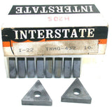 Lot of 10 Interstate TNMG-432 I-22 Double Side Triangle Turning Carbide Insert