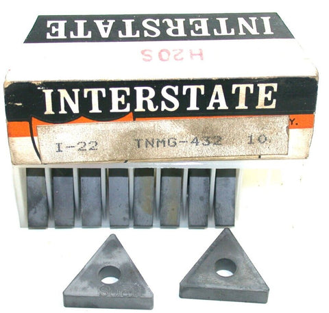 Lot of 10 Interstate TNMG-432 I-22 Double Side Triangle Turning Carbide Insert