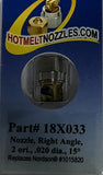 18X033 Right Angle Nozzle 2 Orifice 0.020" Dia 15 Degree Replace Nordson 1015820